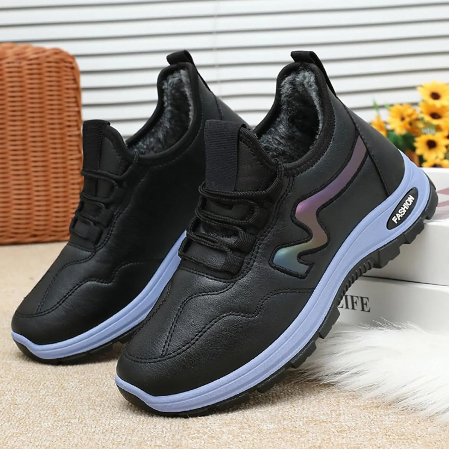 Men's Work Boots Steel Toe Hiking Sneakers Fur Lined Ankle Boot Women's Safety Toe Shoes Steel Toe Work Botas Soft Toe Non Slip Rubber Sole Hike Grounded Footwear