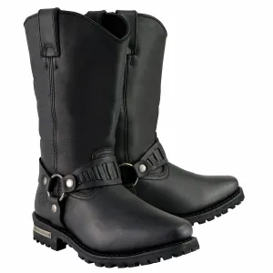 Milwaukee Leather MBM9015 Mens Black 11-Inch Western Style Harness Motorcycle Boots