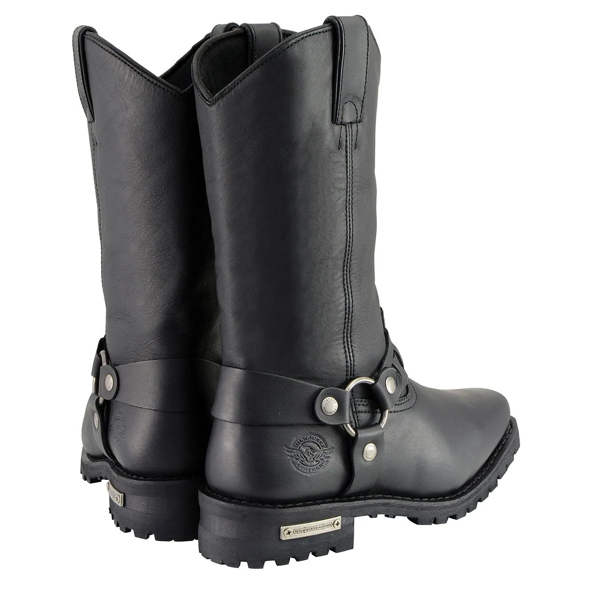Milwaukee Leather MBM9015 Mens Black 11-Inch Western Style Harness Motorcycle Boots