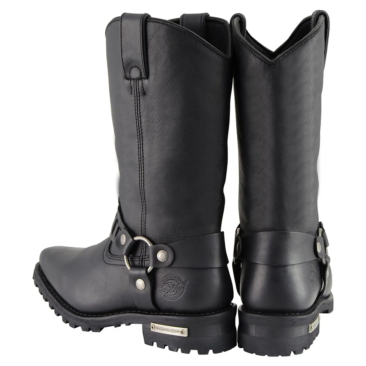 Milwaukee Leather MBM9015 Mens Black 11-Inch Western Style Harness Motorcycle Boots