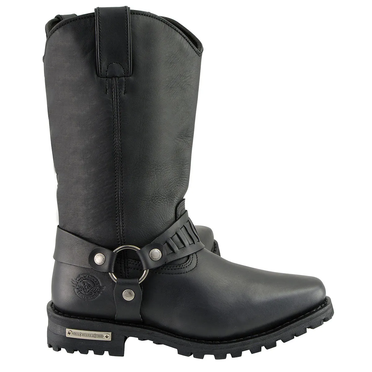Milwaukee Leather MBM9015 Mens Black 11-Inch Western Style Harness Motorcycle Boots