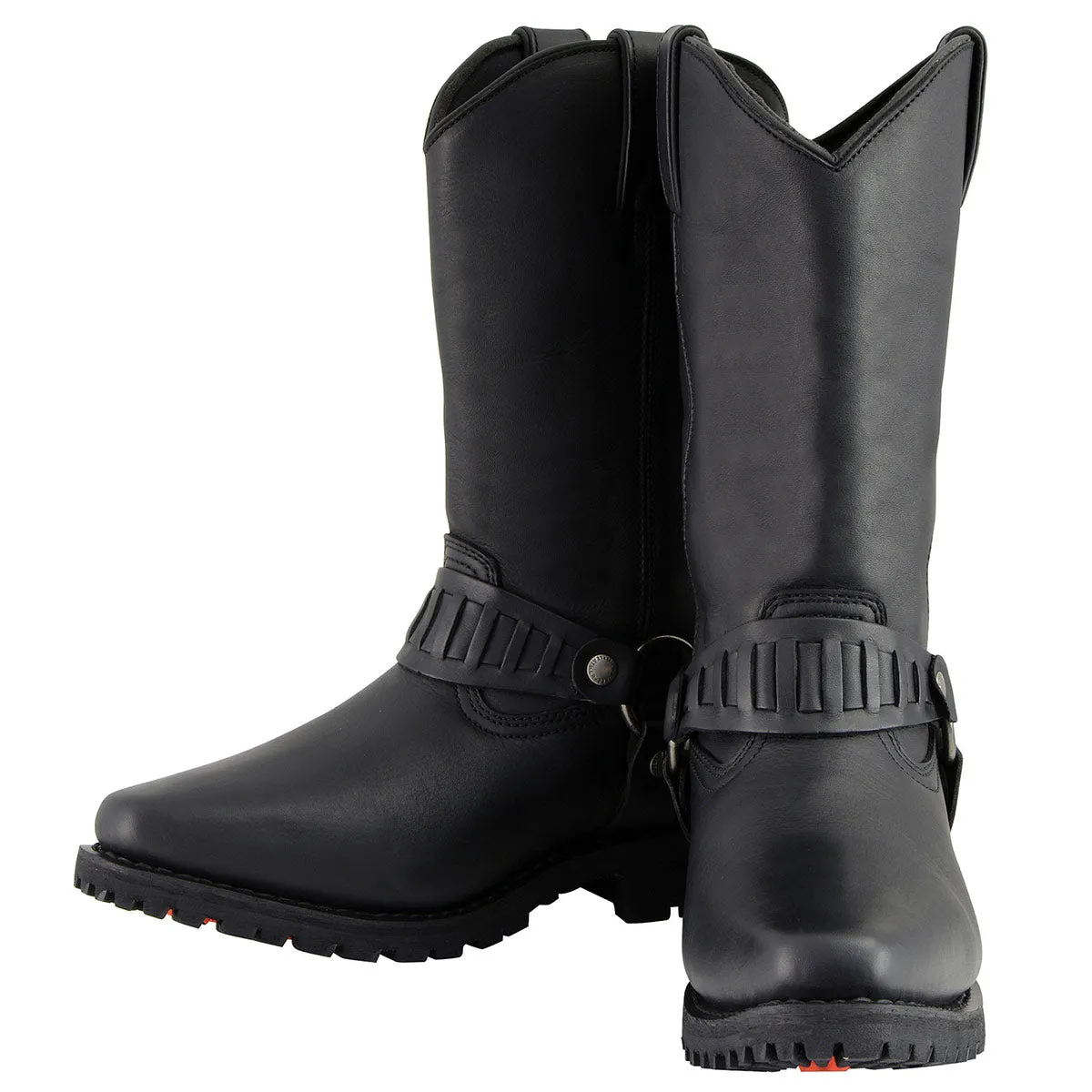 Milwaukee Leather MBM9015 Mens Black 11-Inch Western Style Harness Motorcycle Boots