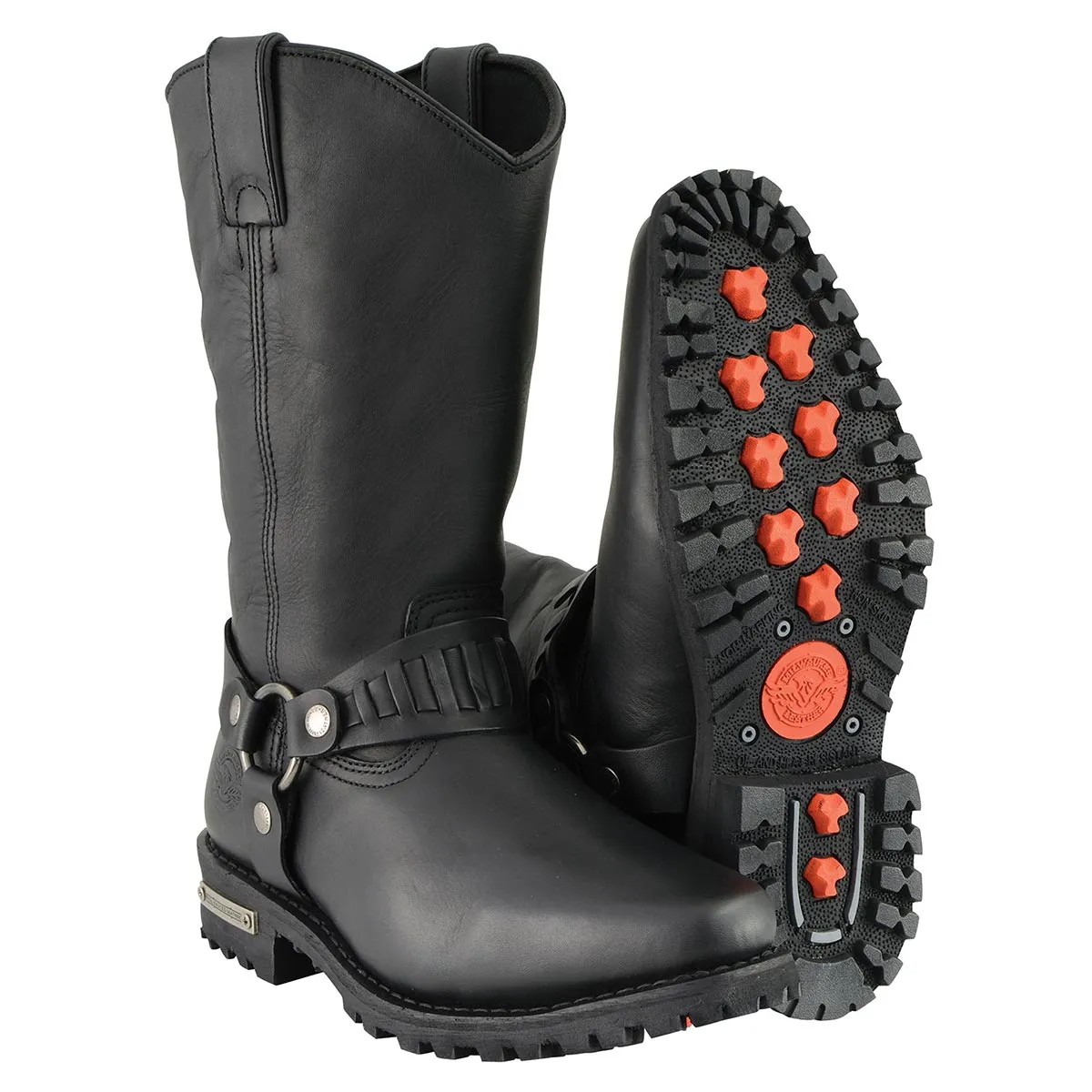 Milwaukee Leather MBM9015 Mens Black 11-Inch Western Style Harness Motorcycle Boots