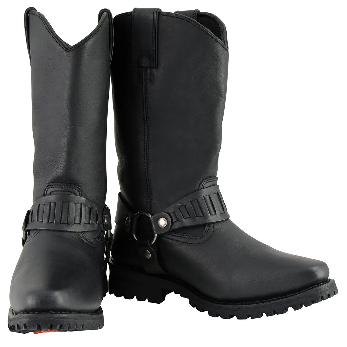 Milwaukee Leather MBM9015 Mens Black 11-Inch Western Style Harness Motorcycle Boots