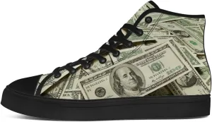 Money Shoes for Men Women Dollar High Top Canvas Sneakers Lace Up Casual Walking Shoes Gifts for Boyfriend Girlfriend
