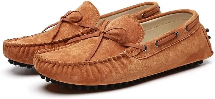 New Loafers for Men Round Toe Solid Color Suede Vamp Boat Driving Loafers Flexible Comfortable Anti-slip Walking Slip On