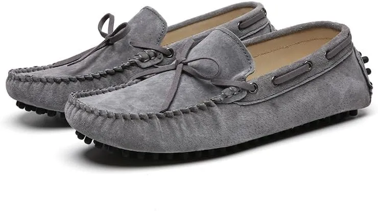 New Loafers for Men Round Toe Solid Color Suede Vamp Boat Driving Loafers Flexible Comfortable Anti-slip Walking Slip On