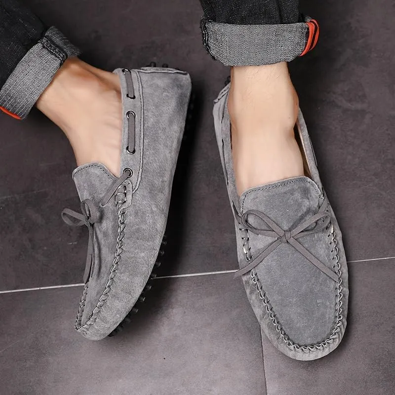 New Loafers for Men Round Toe Solid Color Suede Vamp Boat Driving Loafers Flexible Comfortable Anti-slip Walking Slip On