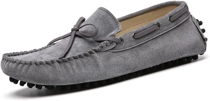 New Loafers for Men Round Toe Solid Color Suede Vamp Boat Driving Loafers Flexible Comfortable Anti-slip Walking Slip On