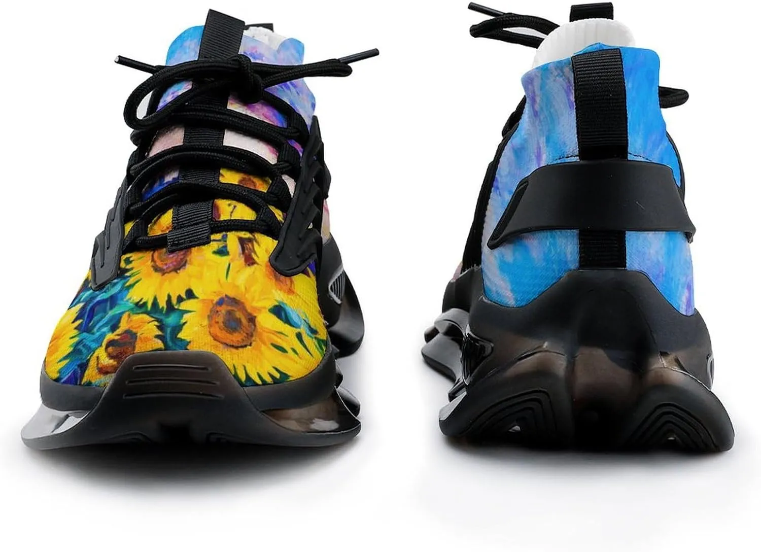 Original Oil Painting Sunflower Walking Shoes for Men Lightweight Tennis Fashion Elastic Sports Shoes Cushion Basketball Shoes