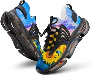Original Oil Painting Sunflower Walking Shoes for Men Lightweight Tennis Fashion Elastic Sports Shoes Cushion Basketball Shoes