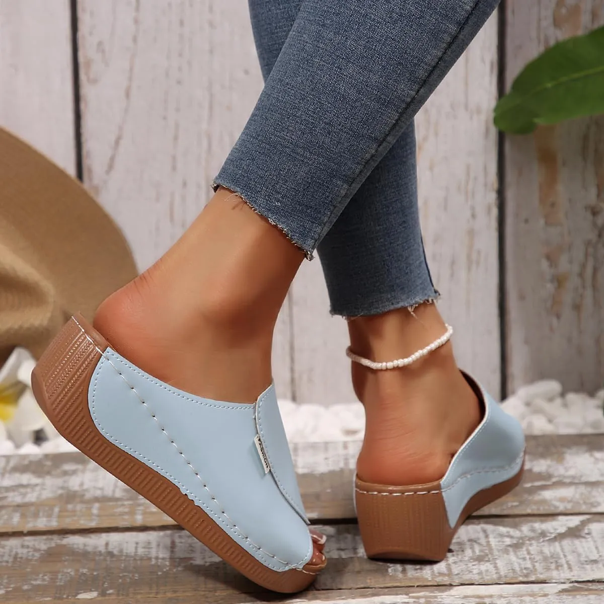 Orthopedic Sandals for Women 2025 Platform Slides for Women with Arch Support Summer Dressy Casual Open Toe Leather Boho Beach Sandals Ladies Wedges