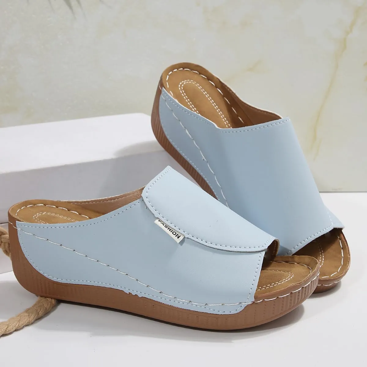 Orthopedic Sandals for Women 2025 Platform Slides for Women with Arch Support Summer Dressy Casual Open Toe Leather Boho Beach Sandals Ladies Wedges