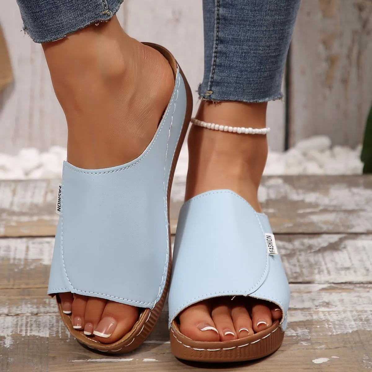 Orthopedic Sandals for Women 2025 Platform Slides for Women with Arch Support Summer Dressy Casual Open Toe Leather Boho Beach Sandals Ladies Wedges
