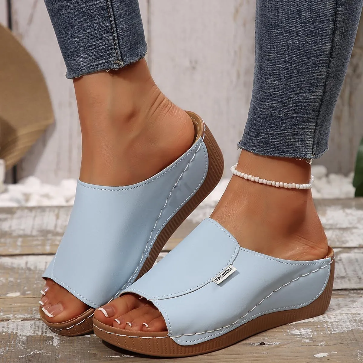 Orthopedic Sandals for Women 2025 Platform Slides for Women with Arch Support Summer Dressy Casual Open Toe Leather Boho Beach Sandals Ladies Wedges