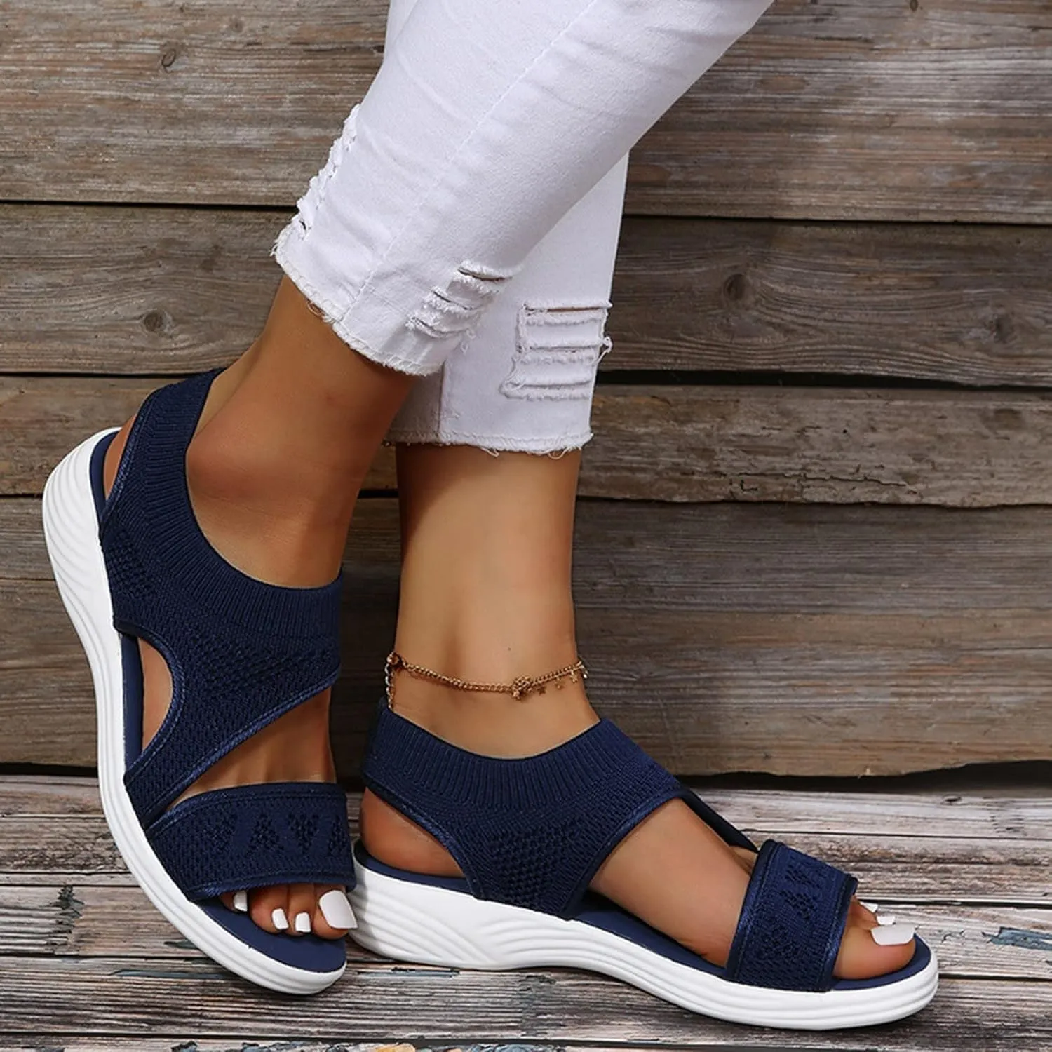 Orthopedic Sandals for Women Summer Walking Sandals Arch Support Ankle Strap Sandals Comfortable Casual Wedge Shoes