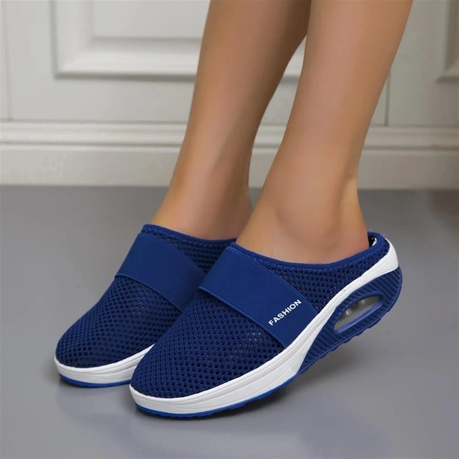 Orthopedic Shoes for Women Air Cushion Slip-on Diabetic Walking Shoes Closed Toe Slippers Breathable Wedge Platform Slipper with Arch Support