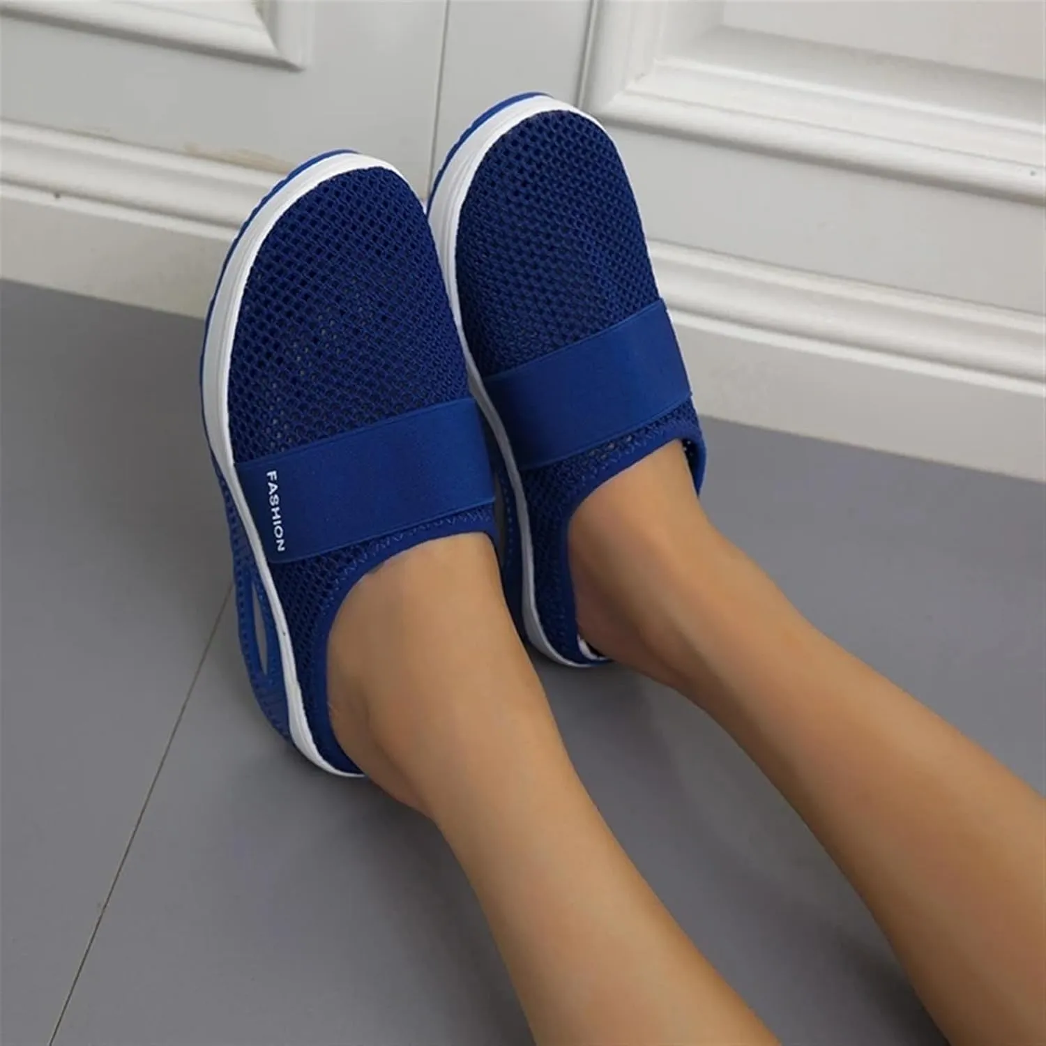 Orthopedic Shoes for Women Air Cushion Slip-on Diabetic Walking Shoes Closed Toe Slippers Breathable Wedge Platform Slipper with Arch Support