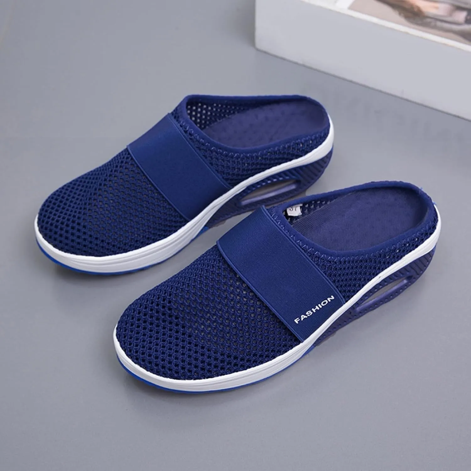 Orthopedic Shoes for Women Air Cushion Slip-on Diabetic Walking Shoes Closed Toe Slippers Breathable Wedge Platform Slipper with Arch Support