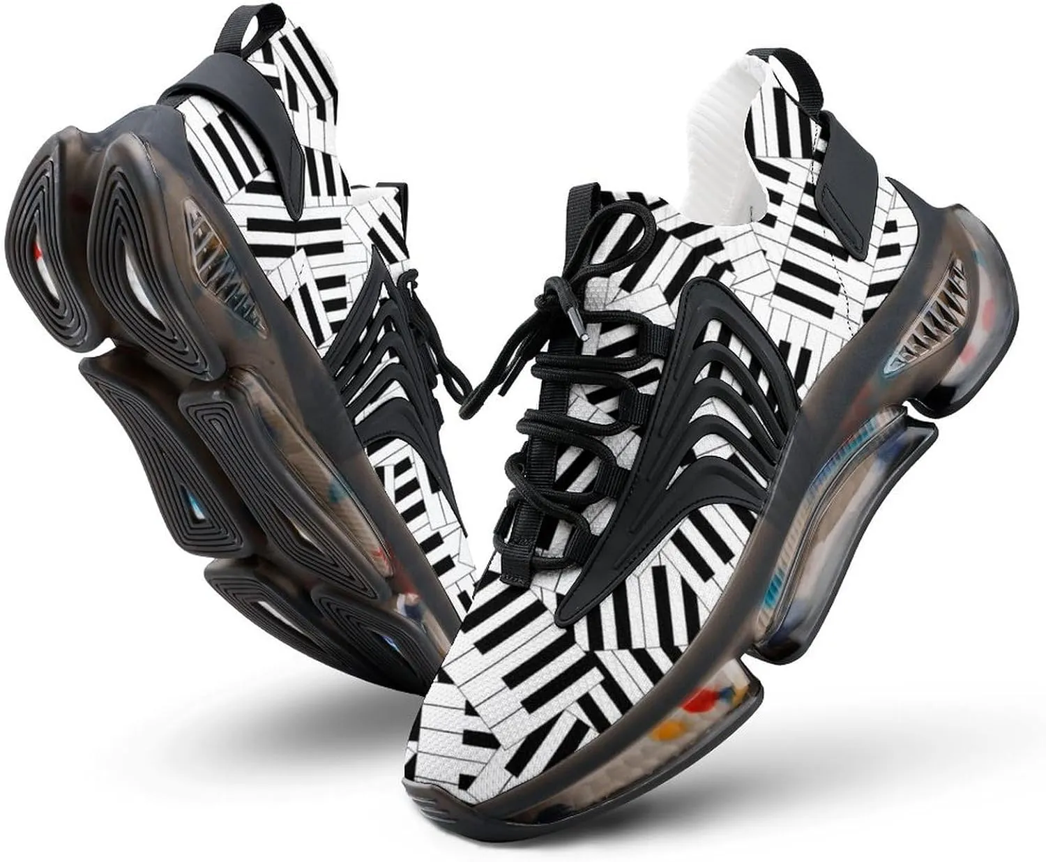 Piano Keyboard Walking Shoes for Men Lightweight Tennis Fashion Elastic Sports Shoes Cushion Basketball Shoes
