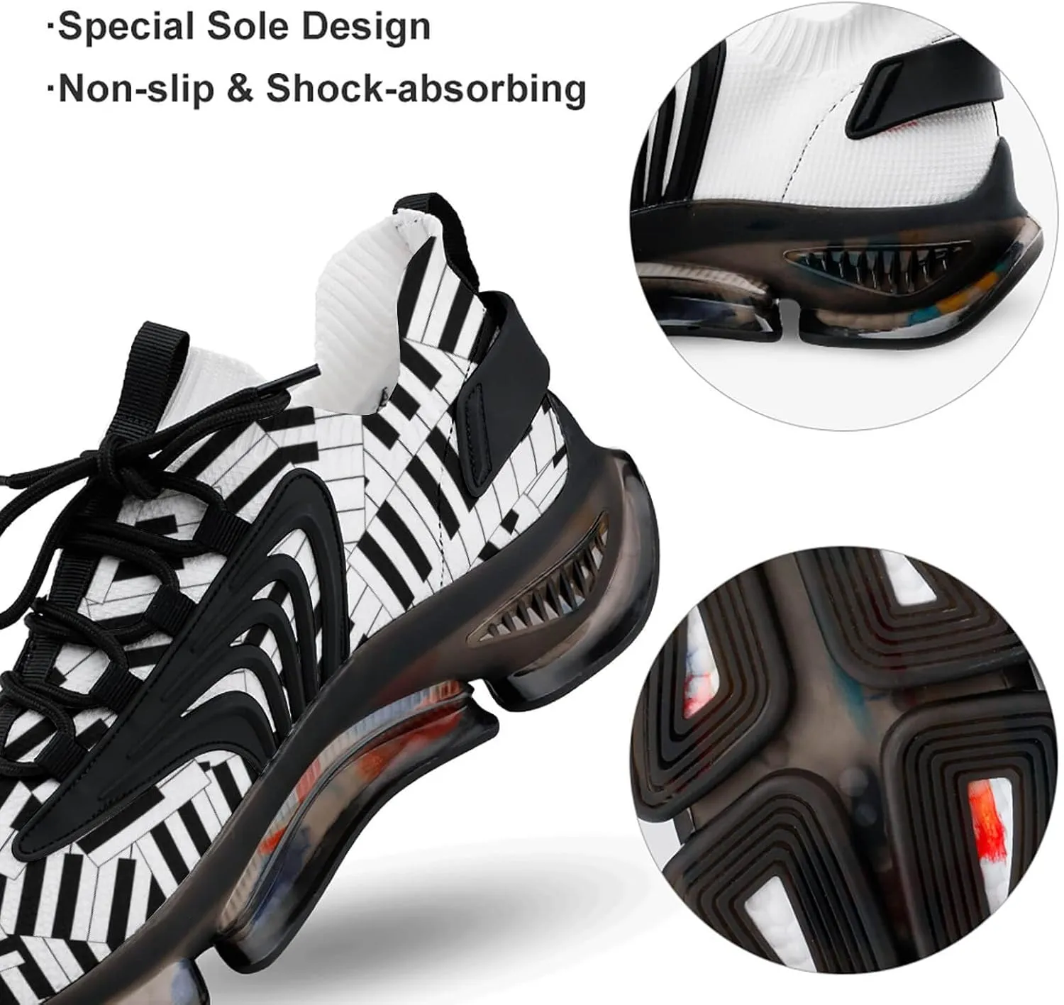 Piano Keyboard Walking Shoes for Men Lightweight Tennis Fashion Elastic Sports Shoes Cushion Basketball Shoes