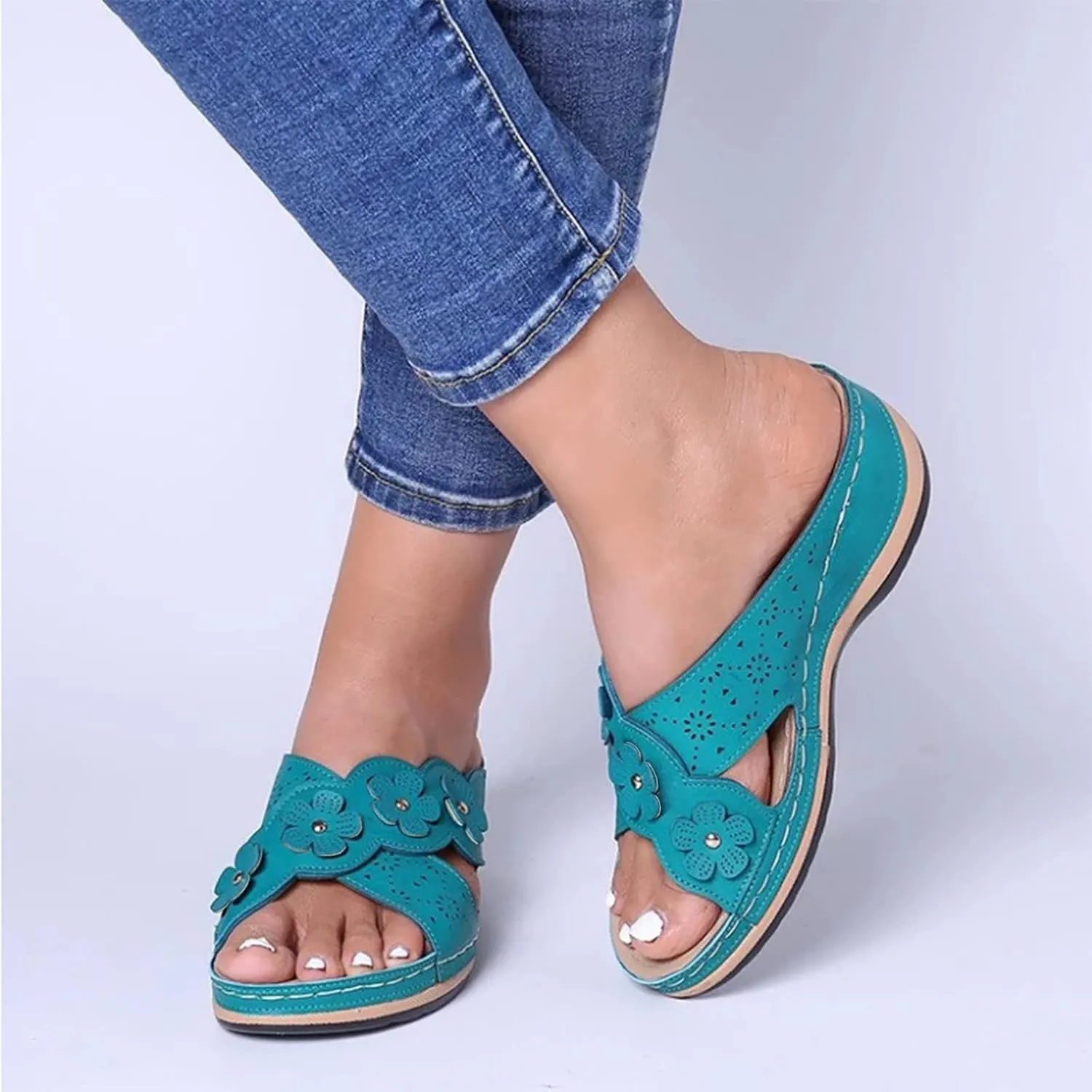 Platform Wedge Sandals Women Slip On Wedge Sandals for Women Dress Beach Shoes Low Wedge Dress Shoes