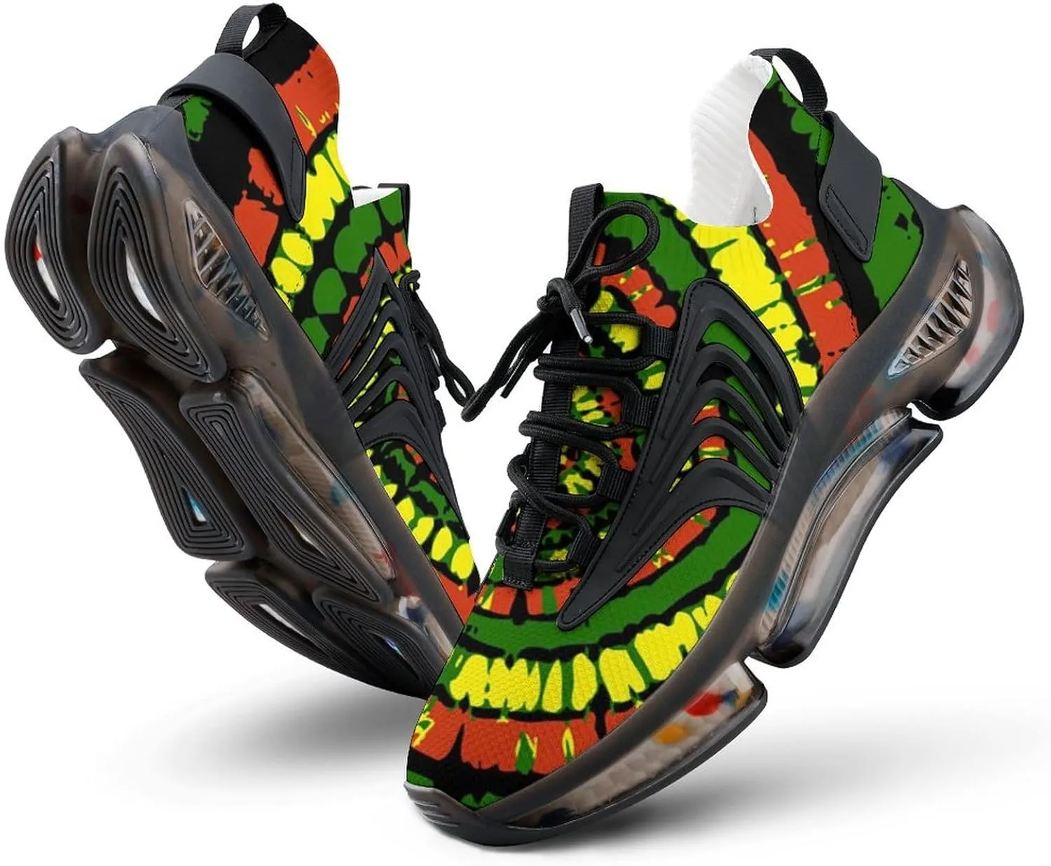Rasta Tie Dye Sports Walking Shoes for Men Lightweight Tennis Fashion Elastic Sports Shoes Cushion Basketball Shoes