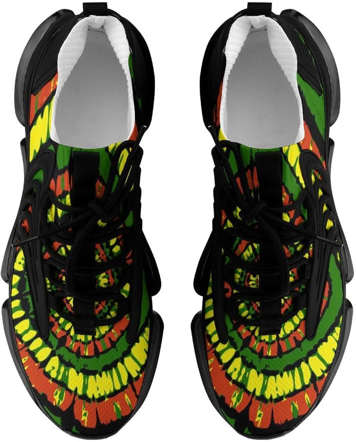 Rasta Tie Dye Sports Walking Shoes for Men Lightweight Tennis Fashion Elastic Sports Shoes Cushion Basketball Shoes