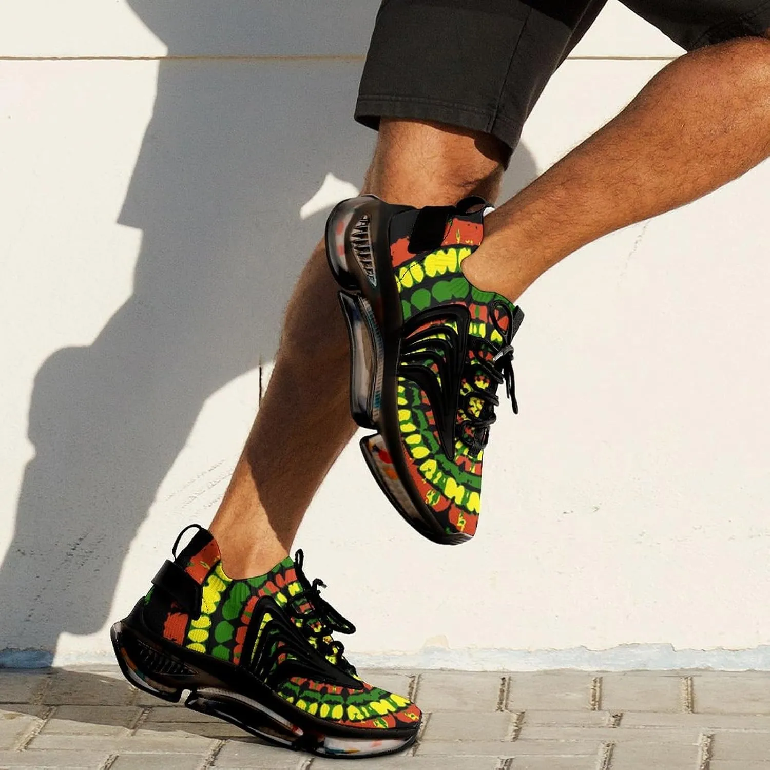 Rasta Tie Dye Sports Walking Shoes for Men Lightweight Tennis Fashion Elastic Sports Shoes Cushion Basketball Shoes