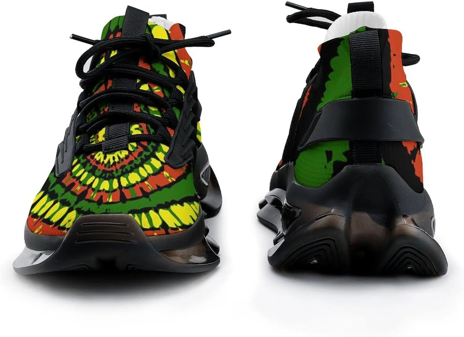 Rasta Tie Dye Sports Walking Shoes for Men Lightweight Tennis Fashion Elastic Sports Shoes Cushion Basketball Shoes