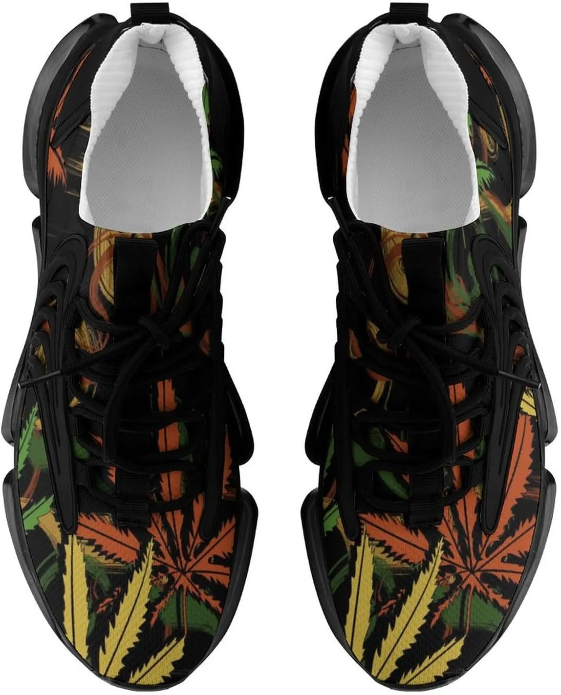 Rasta Weed Leaf Mens Running Shoes Lightweight Walking Tennis Shoes Soft Soled Elastic Cushion Basketball Shoes