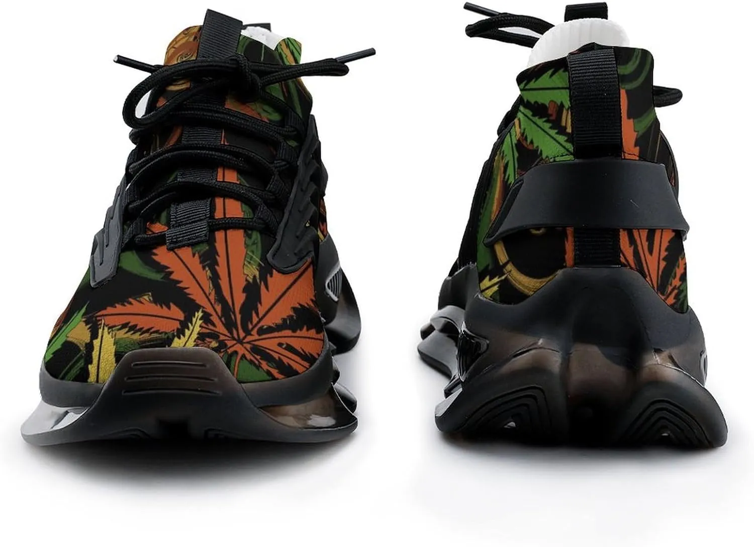 Rasta Weed Leaf Mens Running Shoes Lightweight Walking Tennis Shoes Soft Soled Elastic Cushion Basketball Shoes