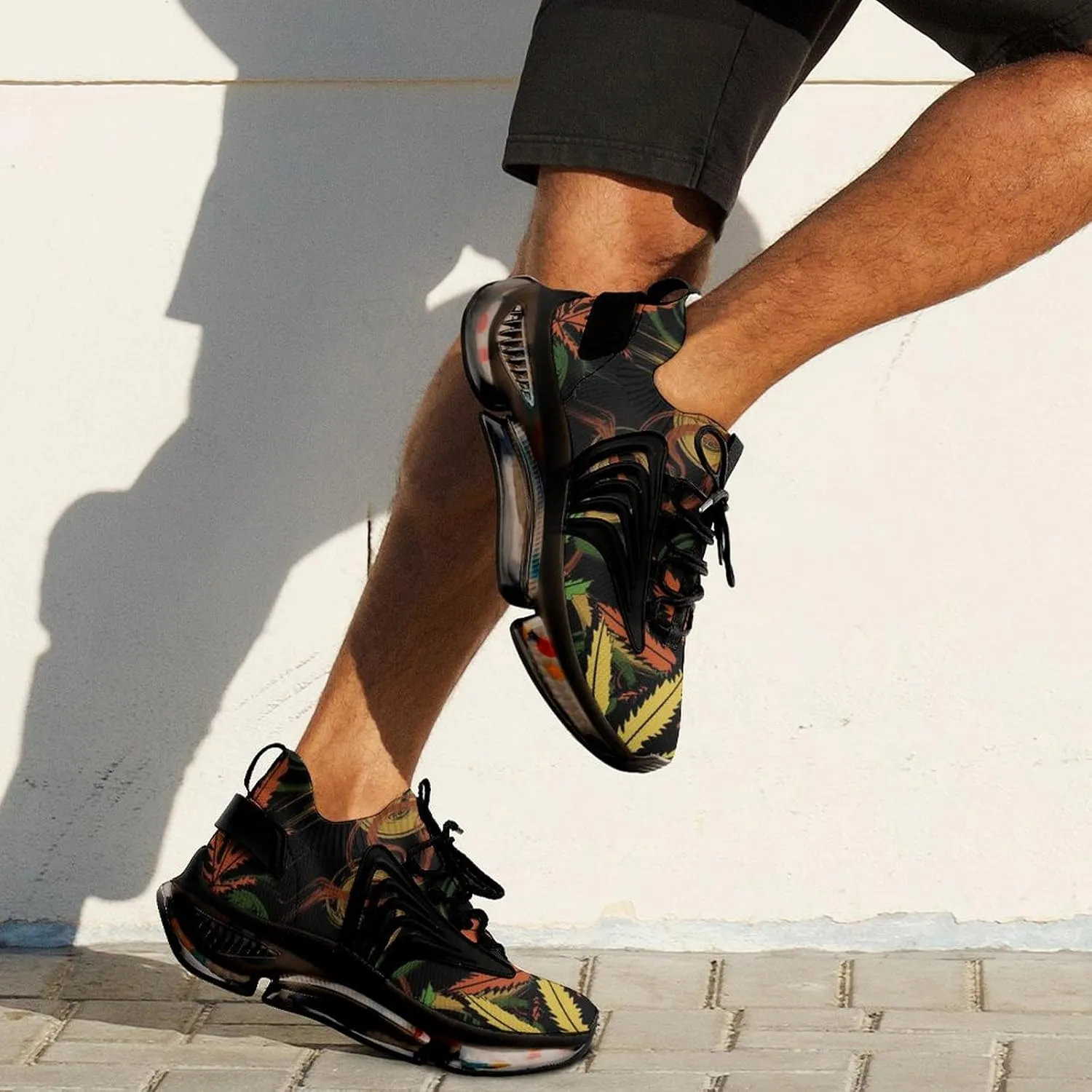 Rasta Weed Leaf Mens Running Shoes Lightweight Walking Tennis Shoes Soft Soled Elastic Cushion Basketball Shoes