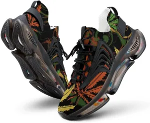 Rasta Weed Leaf Mens Running Shoes Lightweight Walking Tennis Shoes Soft Soled Elastic Cushion Basketball Shoes
