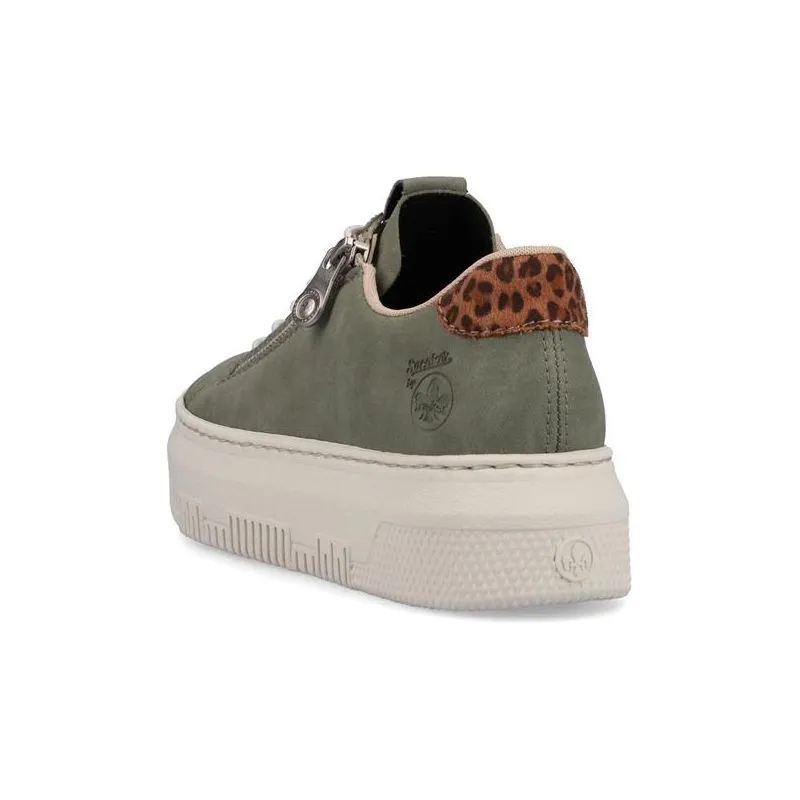 Rieker Leather platform trainer M1952-52 GREEN