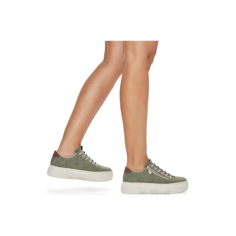 Rieker Leather platform trainer M1952-52 GREEN