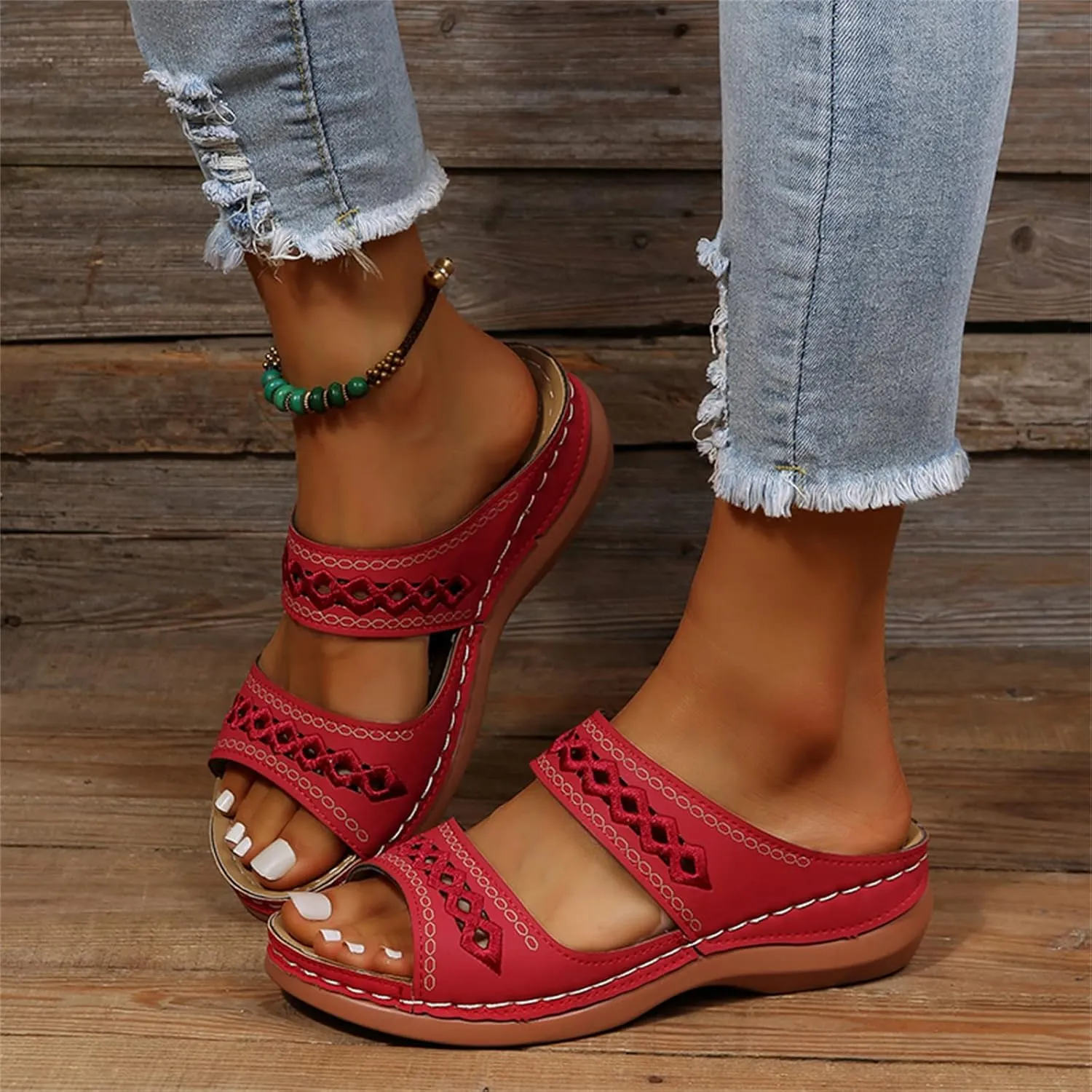 Sandals Women Dressy Summer Flat Island Cute Casual Beach Shoes Orthopedic Slippers Slip On Orthotic Flip Flops 2025