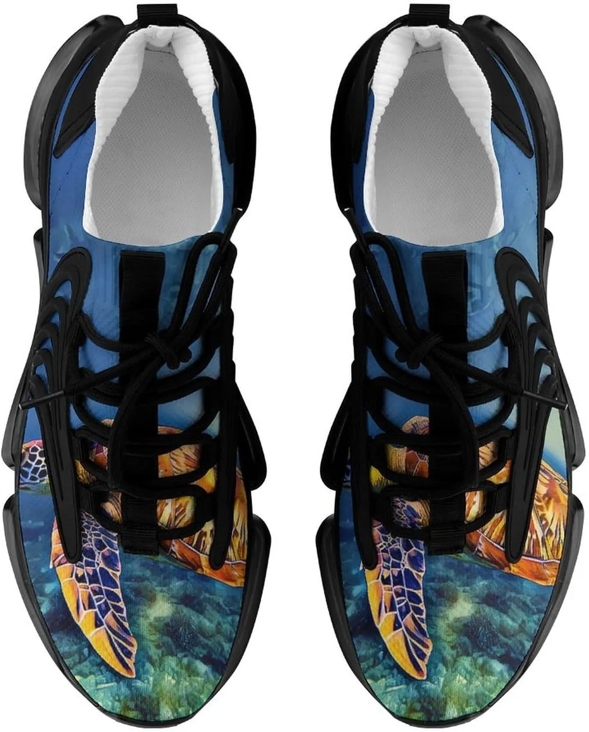 Sea Turtle in Blue Sea Water Walking Shoes for Men Lightweight Tennis Fashion Elastic Sports Shoes Cushion Basketball Shoes