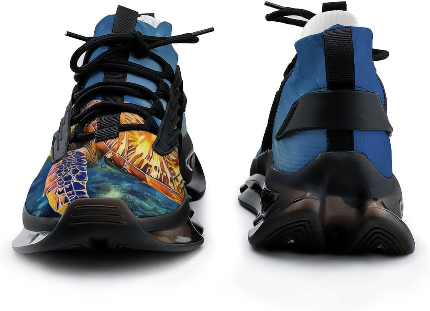 Sea Turtle in Blue Sea Water Walking Shoes for Men Lightweight Tennis Fashion Elastic Sports Shoes Cushion Basketball Shoes