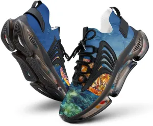 Sea Turtle in Blue Sea Water Walking Shoes for Men Lightweight Tennis Fashion Elastic Sports Shoes Cushion Basketball Shoes