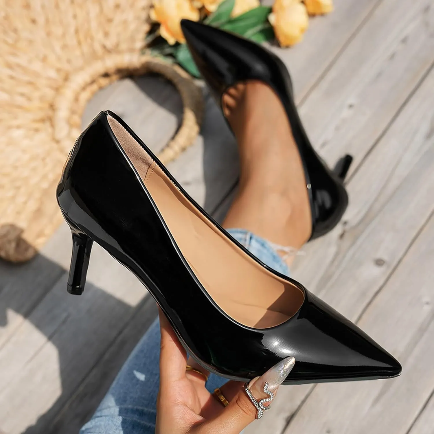 Sexy Casual Dress Shoes High Heels Closed Toe Heels Women's Stiletto Pointed Toe Dress Shoes Wedding Prom Bridal Work