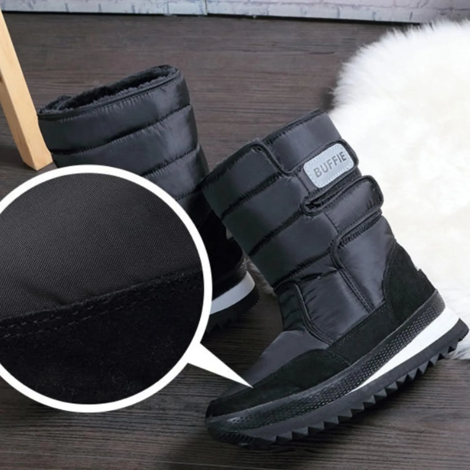 Snow Boots Slip Waterproof Outdoor Shoes Winter Snow Boots Warm Comfortable Shoes for Men Hiking Work Boots (Black, 8.50)