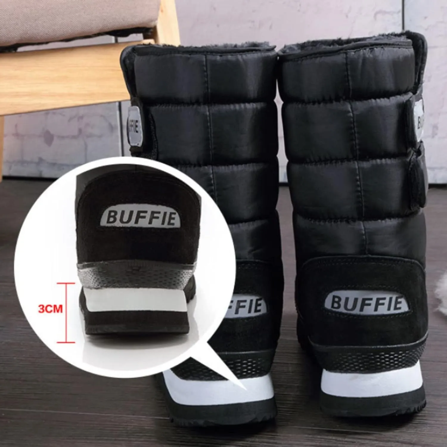 Snow Boots Slip Waterproof Outdoor Shoes Winter Snow Boots Warm Comfortable Shoes for Men Hiking Work Boots (Black, 8.50)