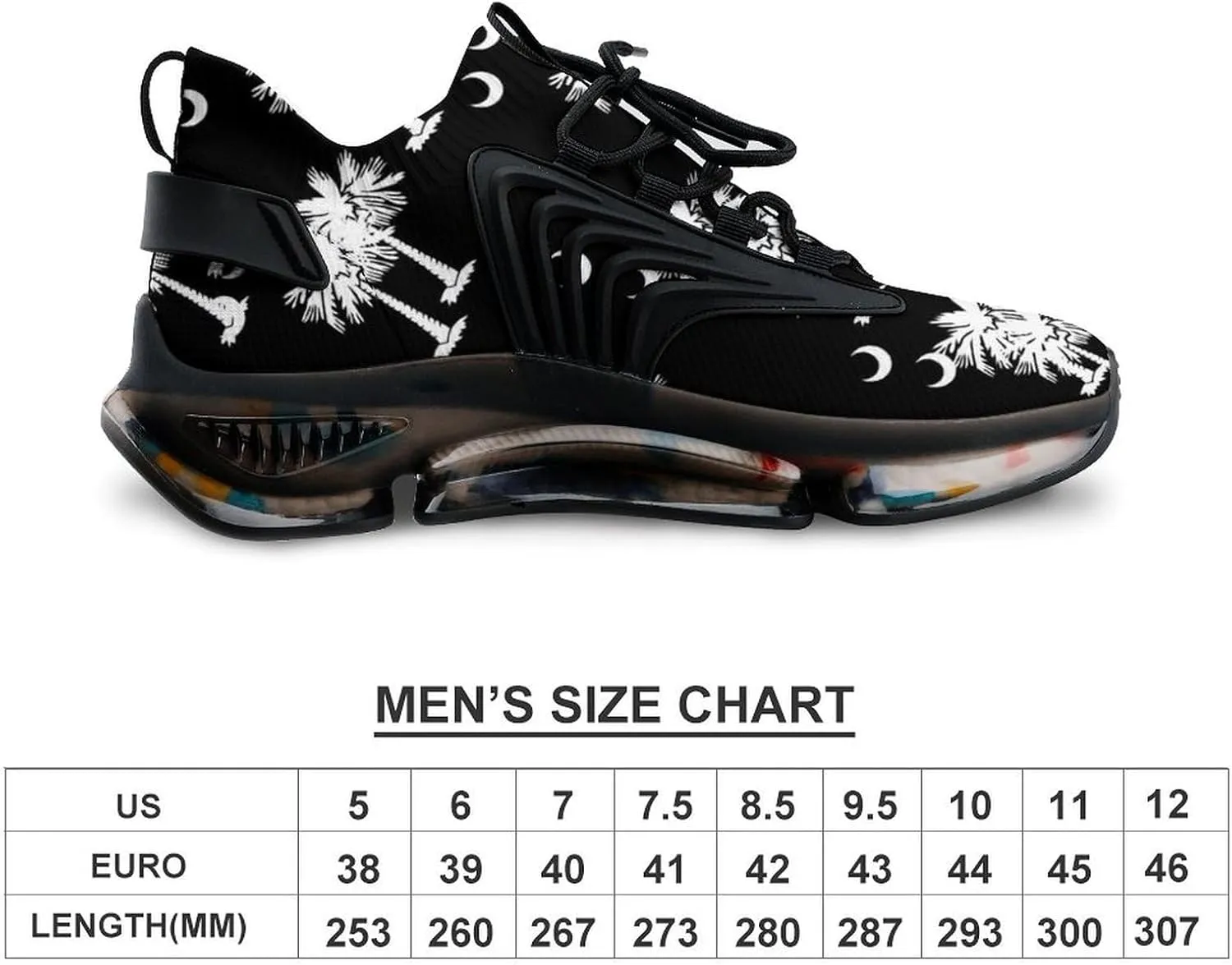 South Carolina Palmetto Moon Walking Shoes for Men Lightweight Tennis Fashion Elastic Sports Shoes Cushion Basketball Shoes