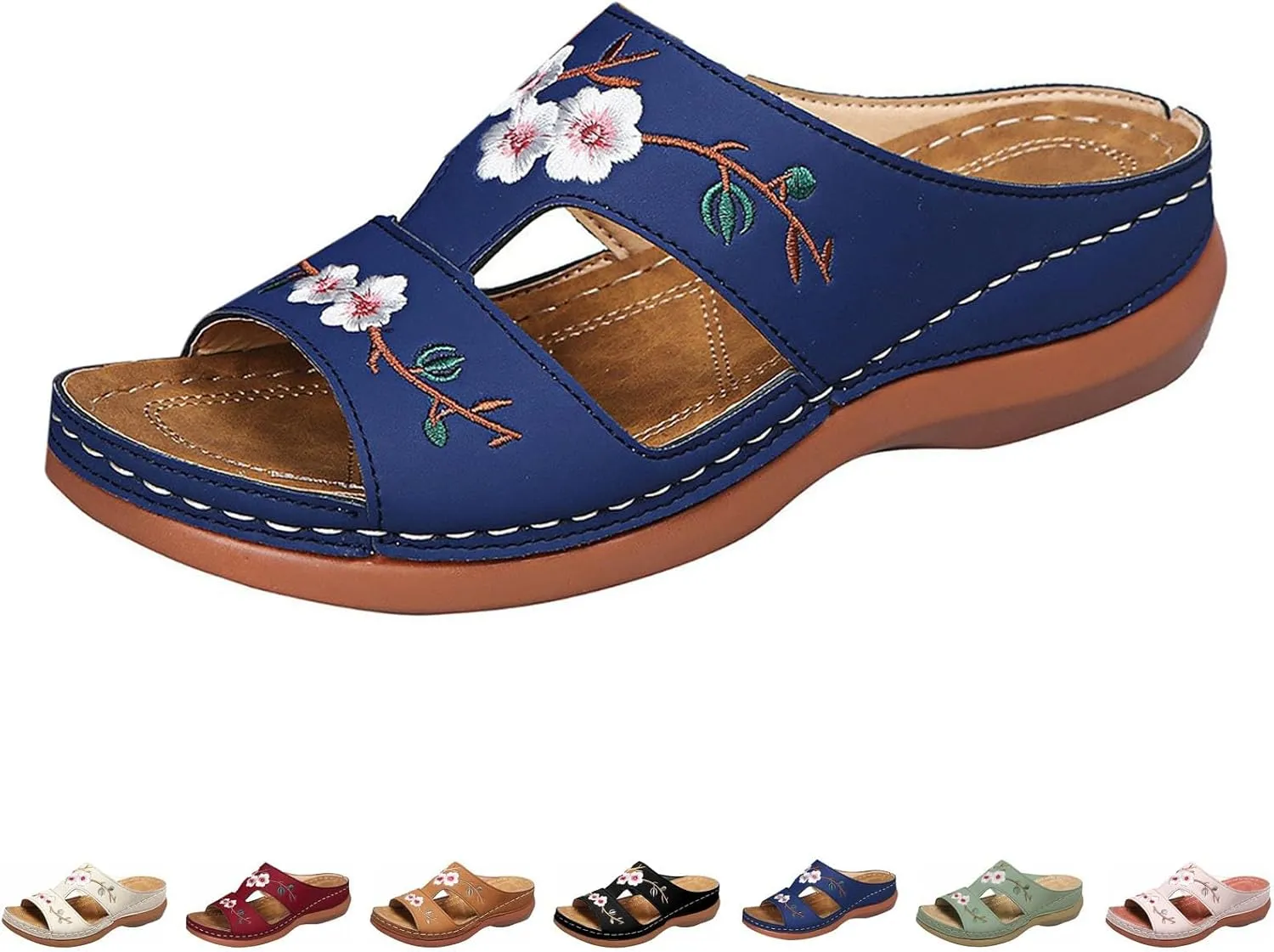 Thick Bottom Slope And Fashion Outside Wearing Open Toed Square Head Cold Drags Shoes Korean Denim Cloth High Heeled