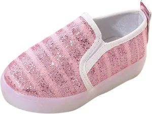 Toddler Girls Boys Canvas Shoes Slip On Light Up Shoes Casual Lazy Loafers for Infant Toddler Noisy Shoes for Kids