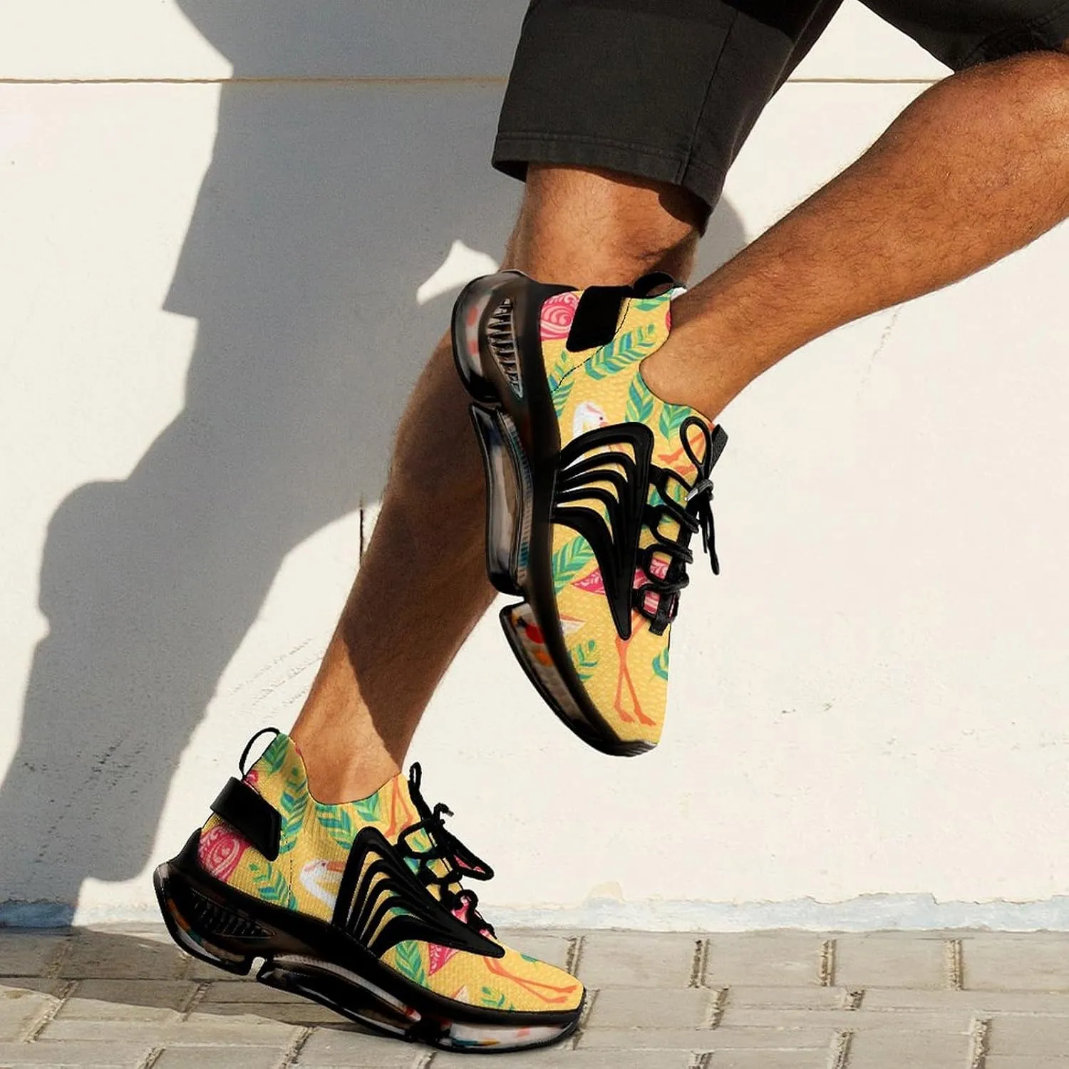 Tropical Flamingos Pelicans Walking Shoes for Men Lightweight Tennis Fashion Elastic Sports Shoes Cushion Basketball Shoes