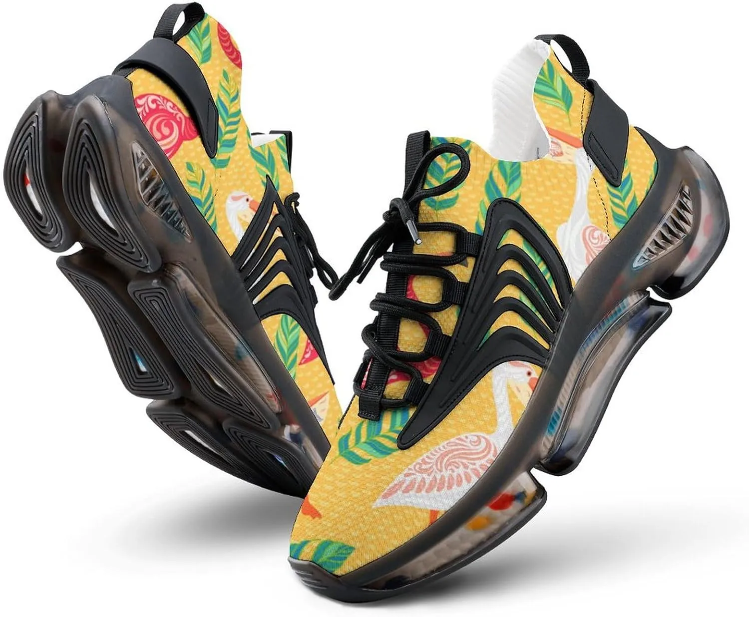 Tropical Flamingos Pelicans Walking Shoes for Men Lightweight Tennis Fashion Elastic Sports Shoes Cushion Basketball Shoes