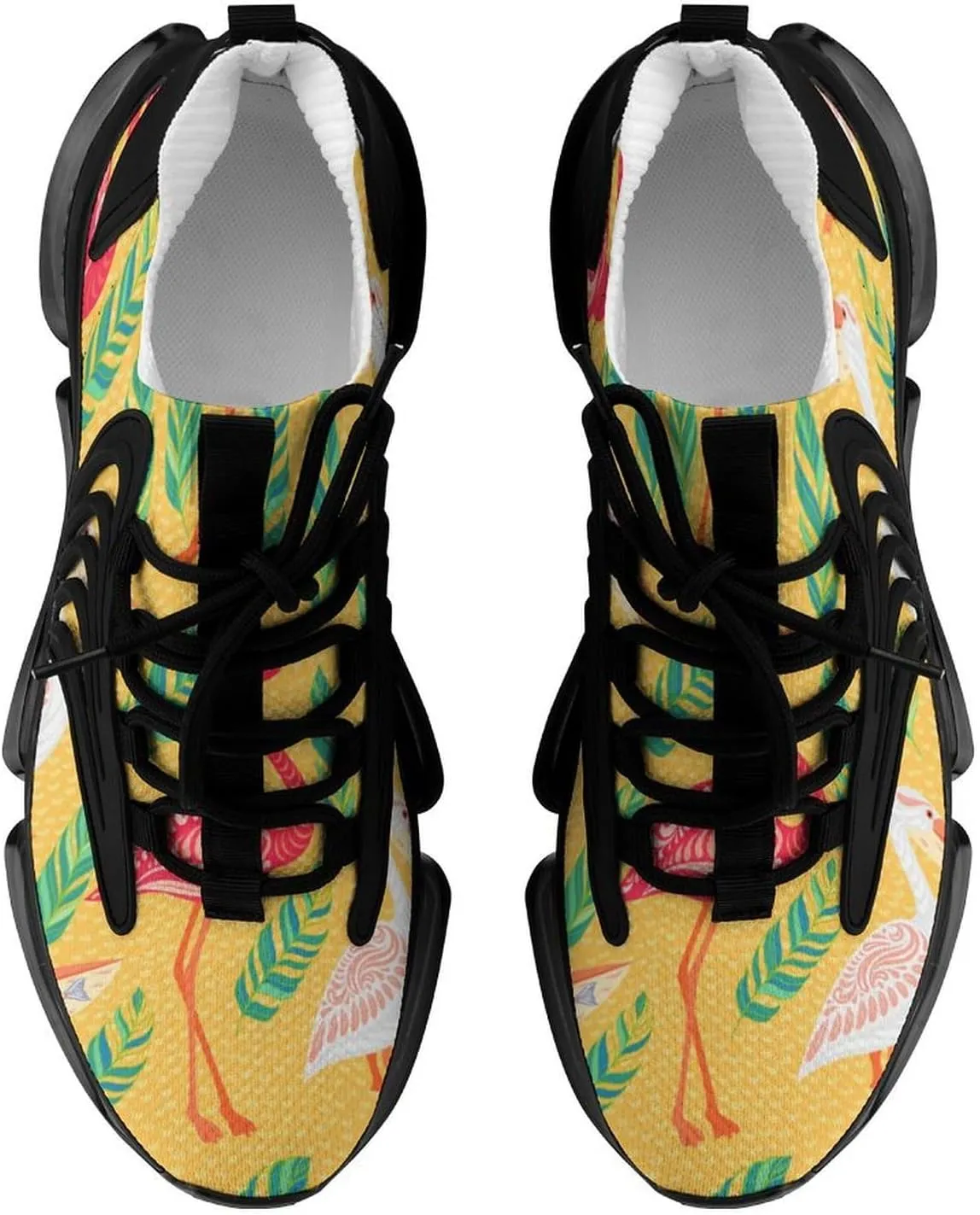 Tropical Flamingos Pelicans Walking Shoes for Men Lightweight Tennis Fashion Elastic Sports Shoes Cushion Basketball Shoes