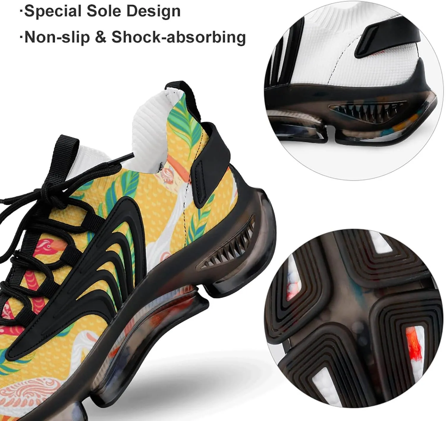 Tropical Flamingos Pelicans Walking Shoes for Men Lightweight Tennis Fashion Elastic Sports Shoes Cushion Basketball Shoes